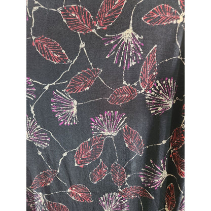 Hearts of Palm Womens Sz M Blouse and Skirt Set Black Pink Floral Slinky