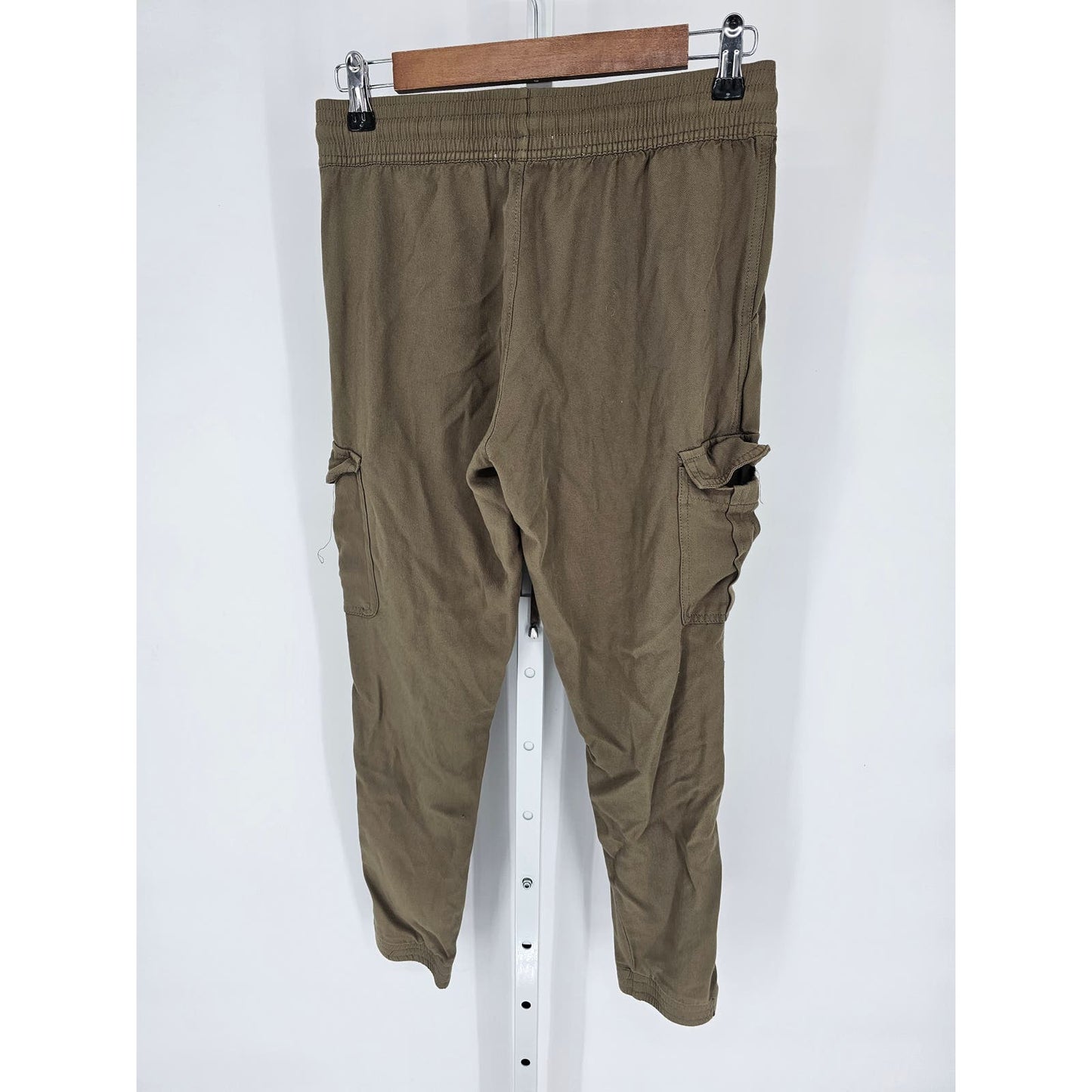 Beceel Womens Sz M Olive Green Cargo Jogger Pants Rayon Lightweight