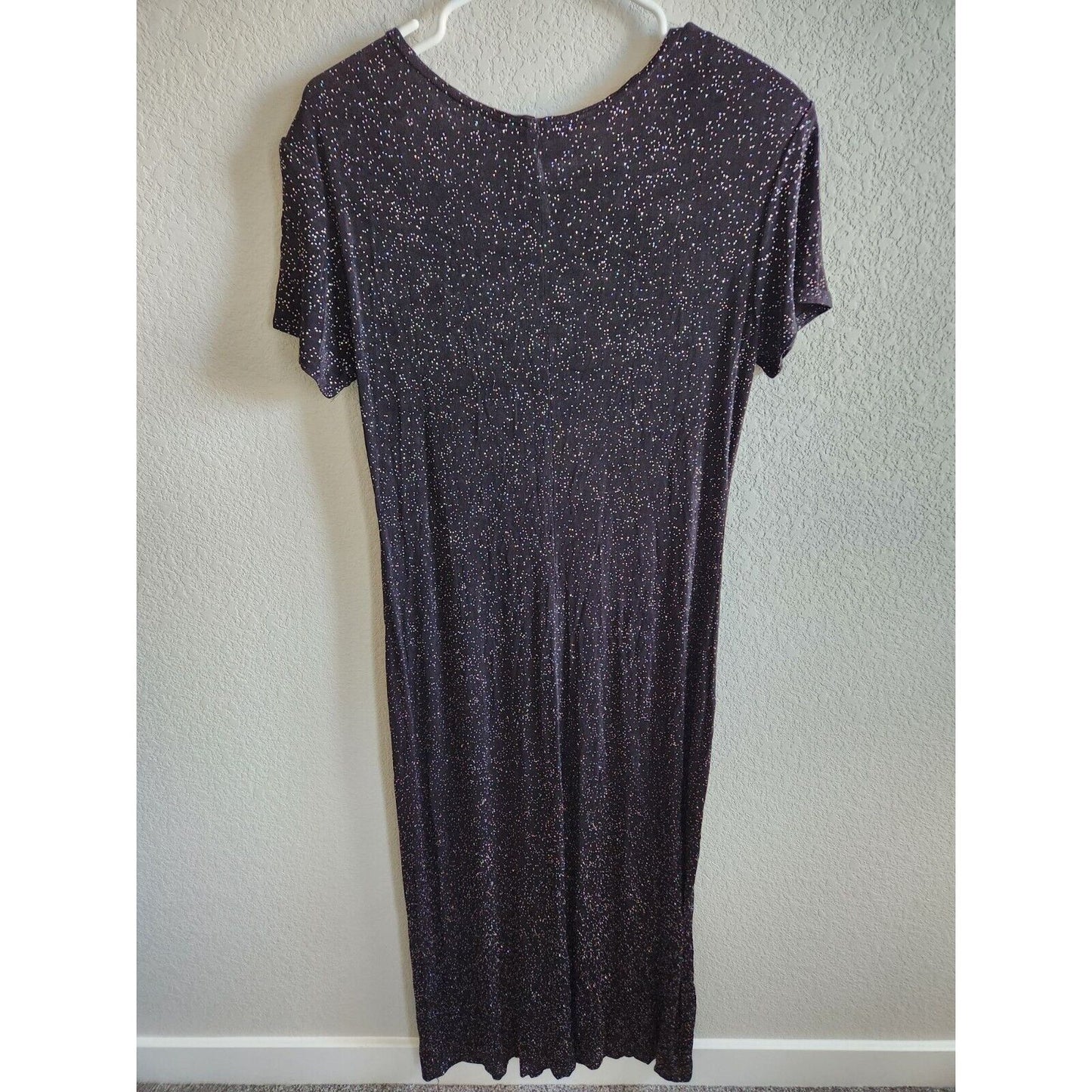 Vintage 1990s Molly Malloy Evening Sz 10 Black Glitter maxi Formal Dress