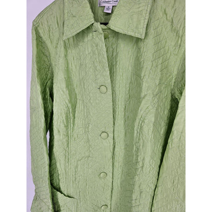 Coldwater Creek Womens Sz 1X Lime Green Quilted Button Up Jacket