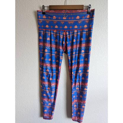 Teeki Leggings de yoga atléticos para mujer Sz L Estampado floral rojo azul