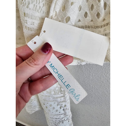 My Michelle Girls Sz 16 (XL) Above Knee Long Sleeve Ivory Lace Formal Dress