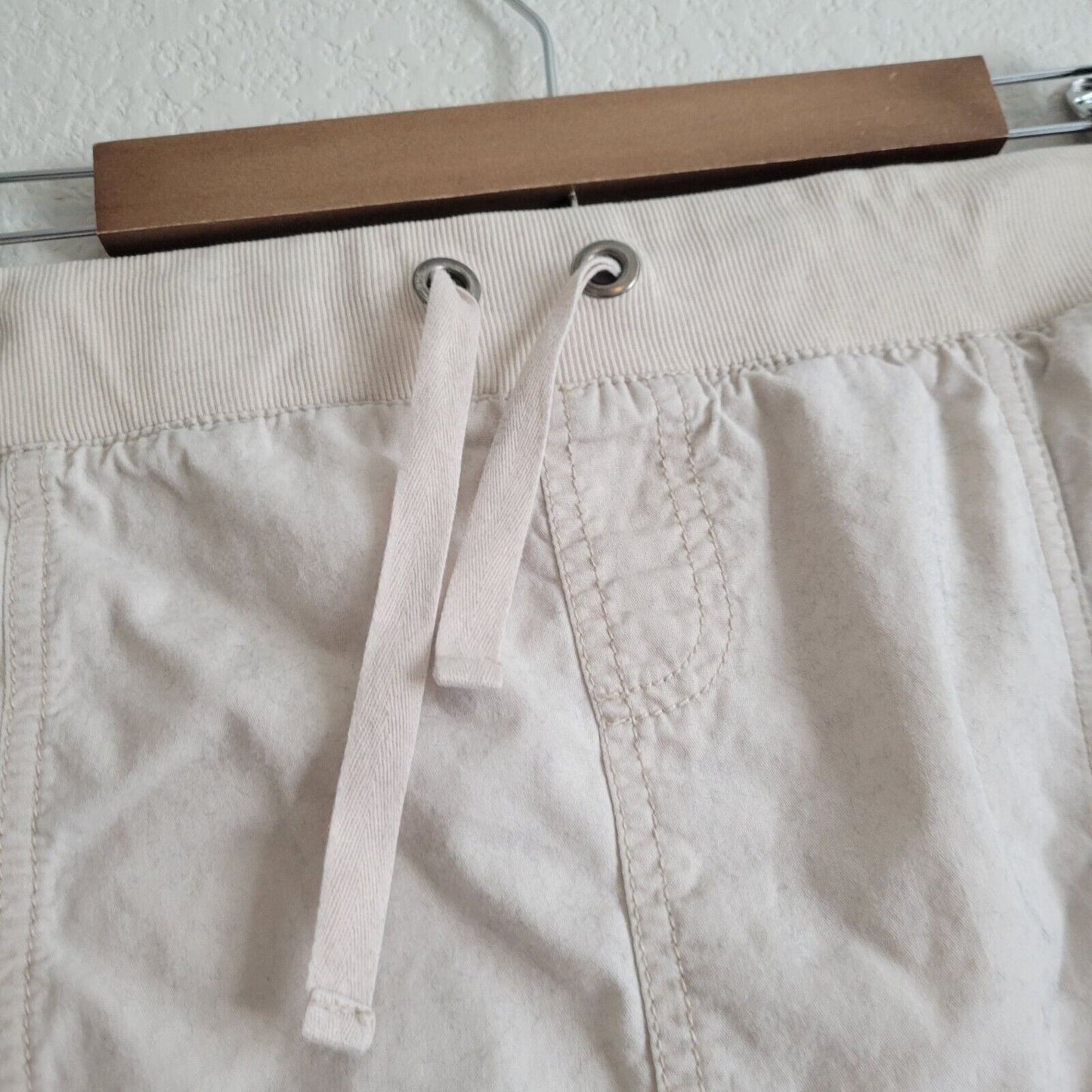 RXB Womens Sz 10 100% Cotton beige Pull On Skirt Skort Tie Waist Above Knee