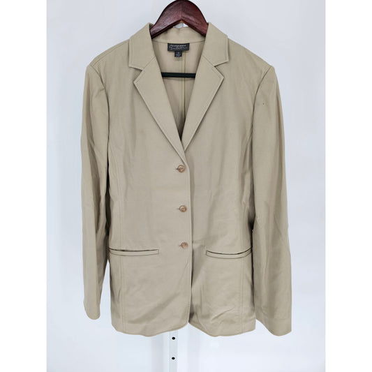 Vintage 1990s Classiques Entier Womens Sz 12 3 Button Cotton Blazer Taupe