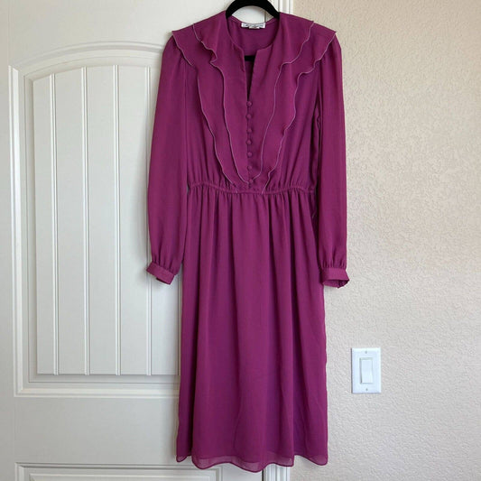 Vintage 1960s Hal Ferman Womens Sz 10 Long Sleeve Midi Dress Mod