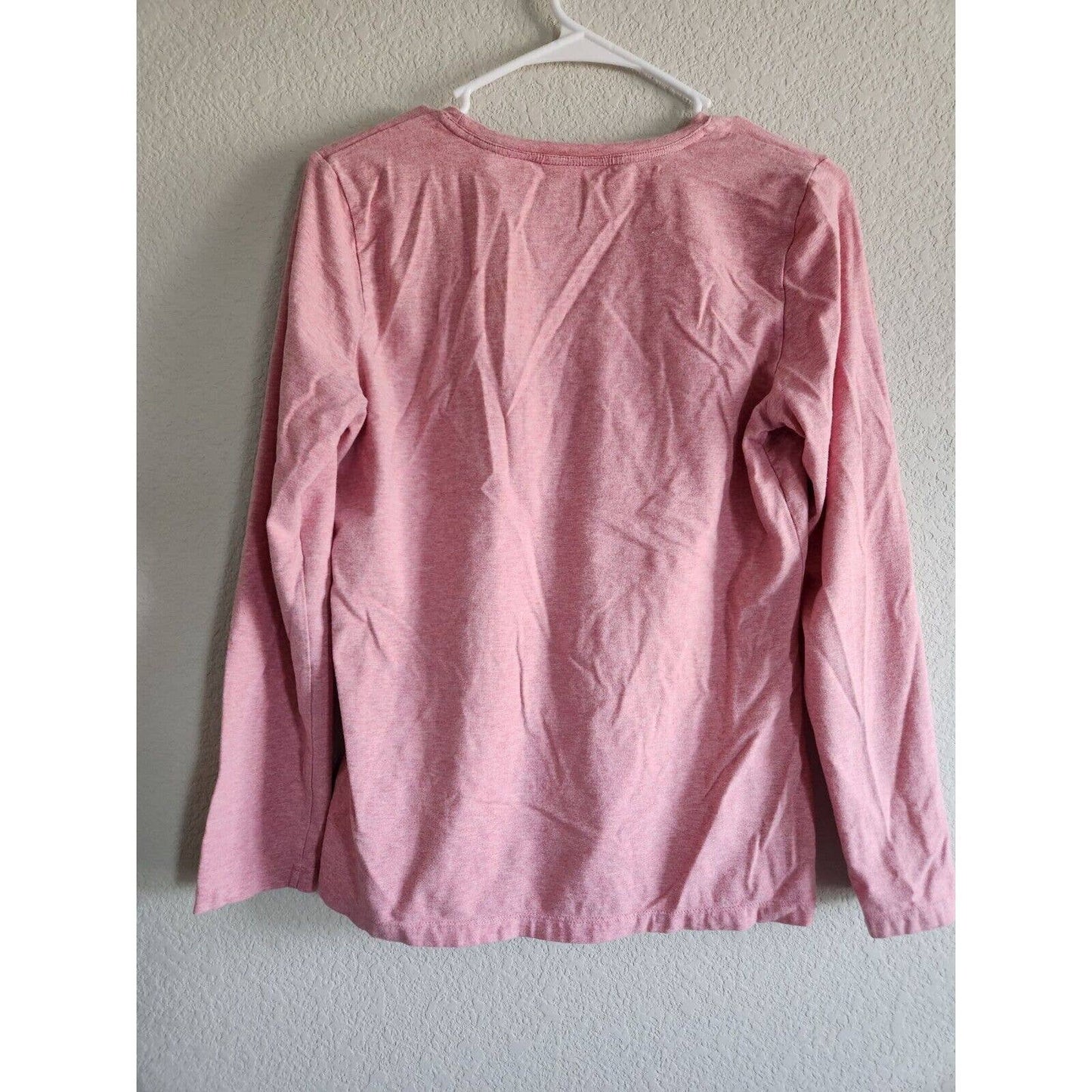 Liz Claiborne Womens Sz S Long Sleeve Cotton T Shirt Light Pink Crewneck