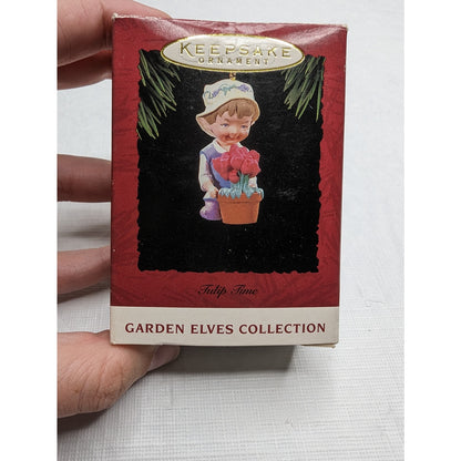 Vintage Hallmark Keepsake Christmas Ornament Garden Elves Collection Tulip Time