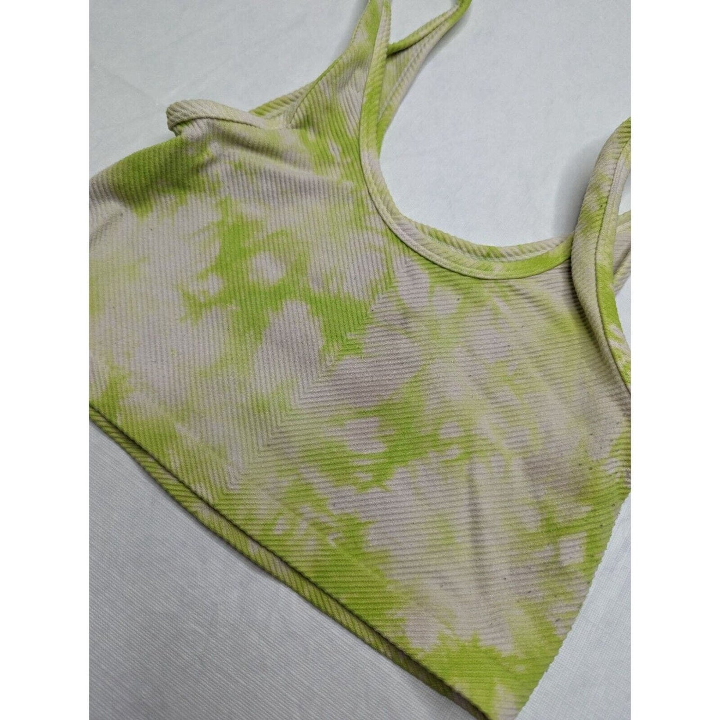 No Boundaries Womens Sz M Ribbed Tie Dye Longline Sports Bra Lime Green