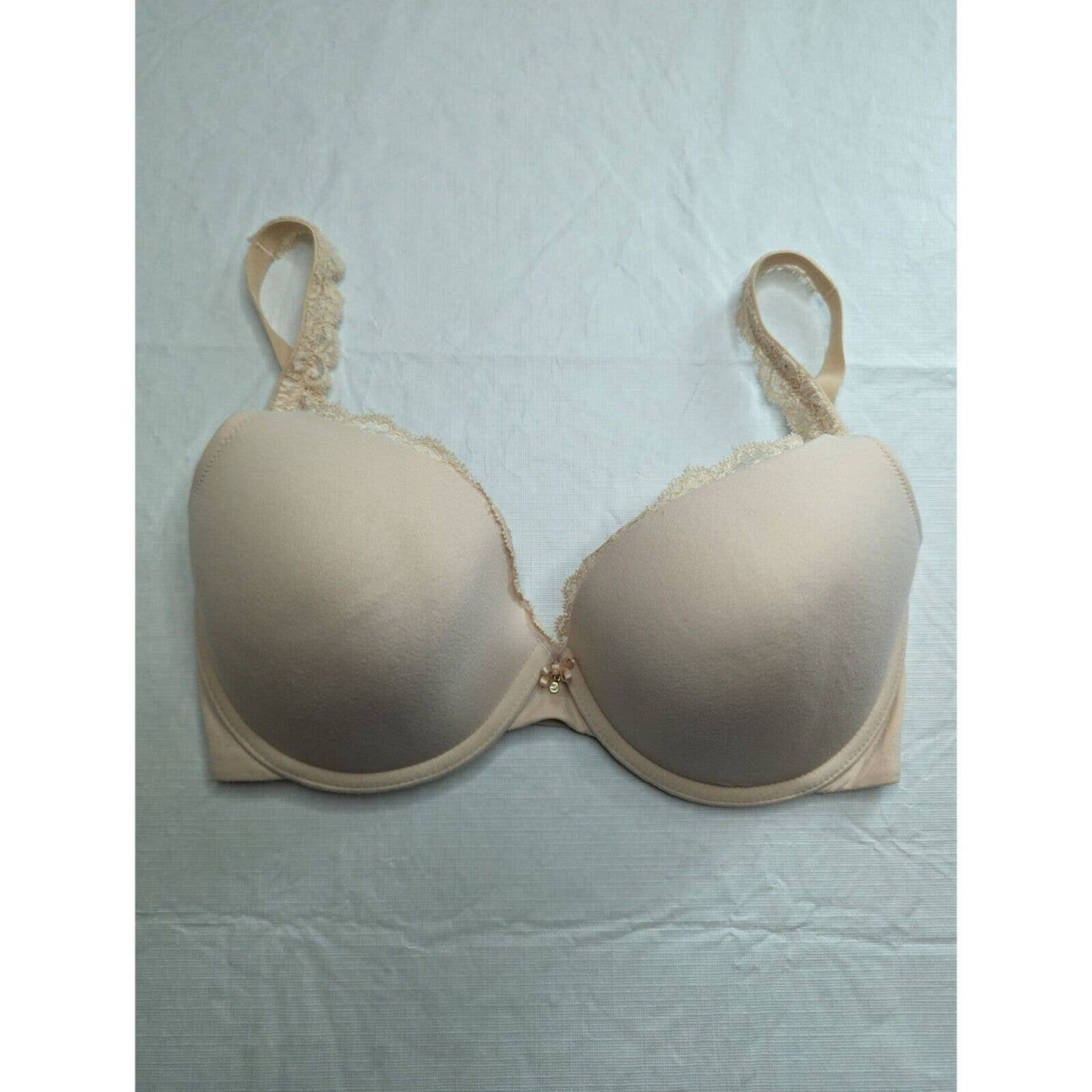 Soma Mujeres Sz 34DD Braceable Push Up Encaje Trim Bra Beige Claro