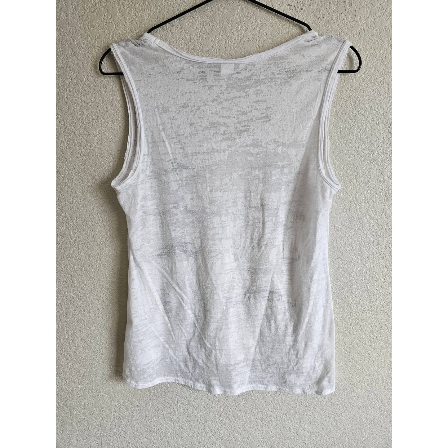 Romantic Rebel Womens Sz L Tank Top White Burnout Moustaches