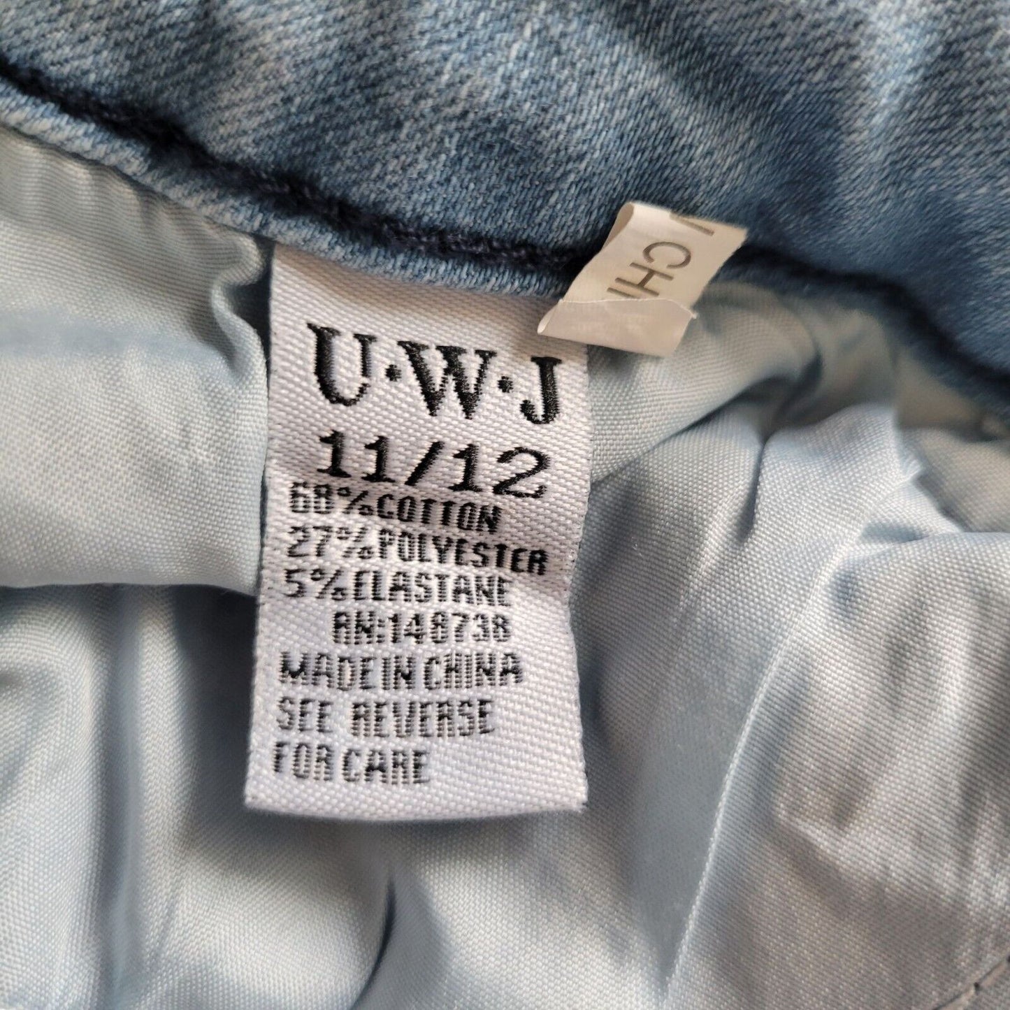 UWJ Juniors Sz 11 Ultra High Rise Light Wash Distressed Skinny Blue Jeans