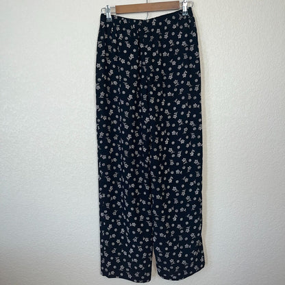 Vintage Pendleton Womens Sz 6P High Waist Polyester Pants Black White Floral