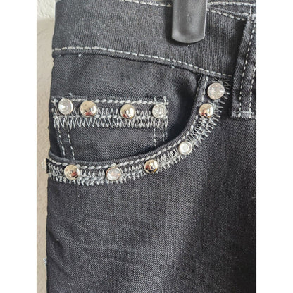 Saza Jean Co Juniors Sz 9 Skinny Jeans Gray Wash Flap Studded Pockets