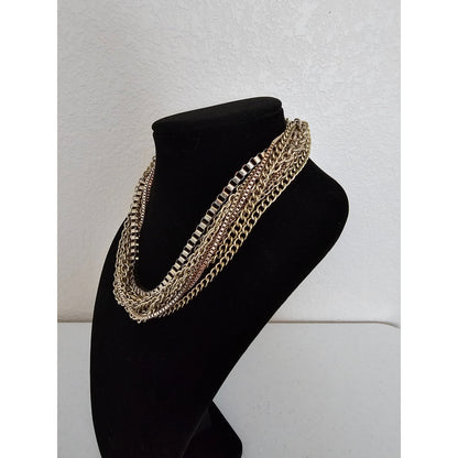 Vintage Y2K 2000s Layered Gold Tone Chain Necklace Formal