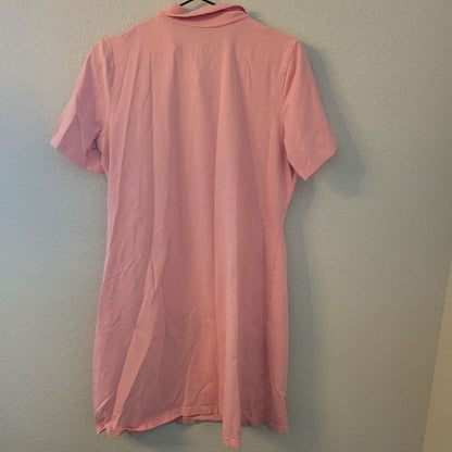 Denim & Company Womens Sz M Light Pink Polo Shirt Dress Knee Length