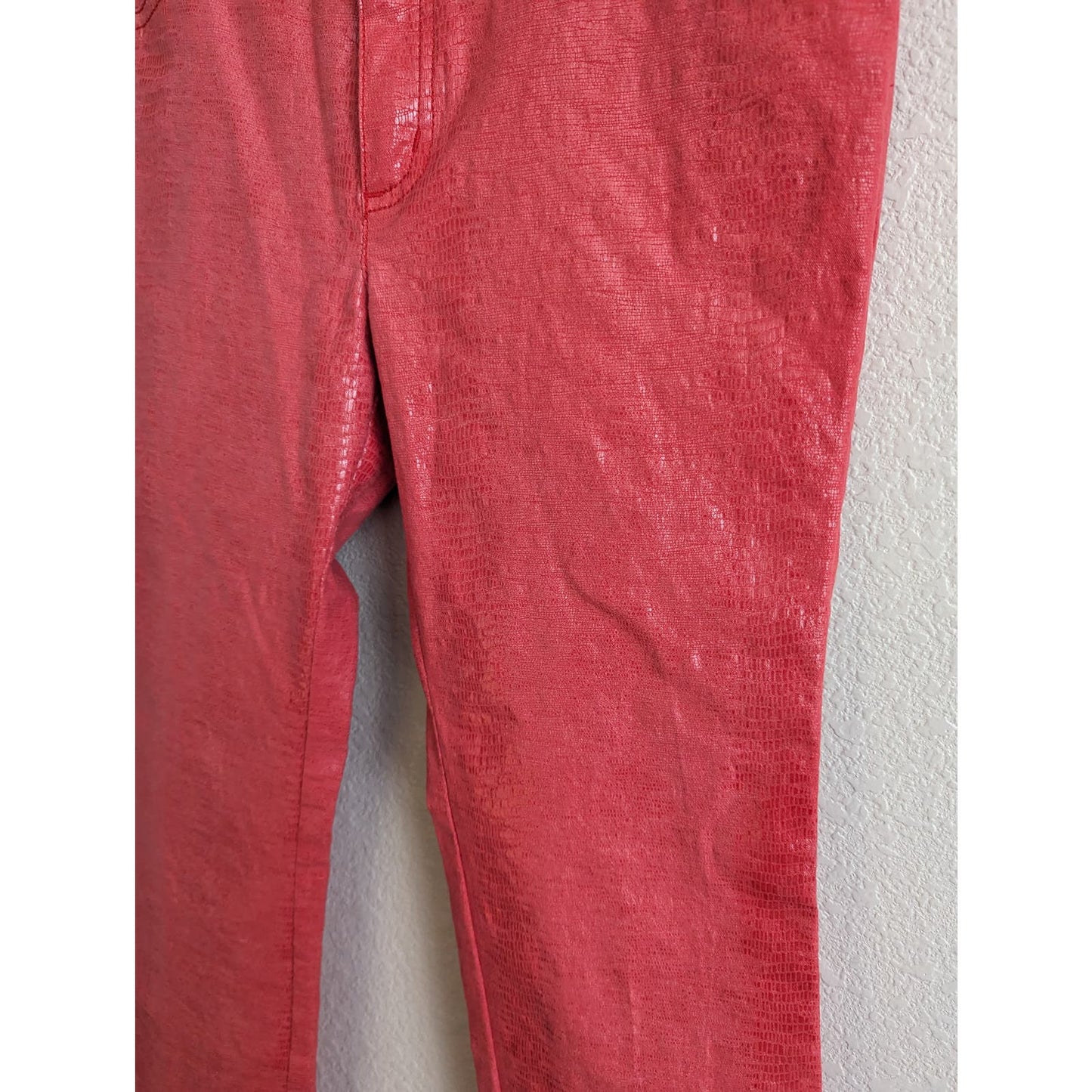 Express Womens Sz 4 Straight Leg Faux Snakeskin Leather Pants Pink Y2K