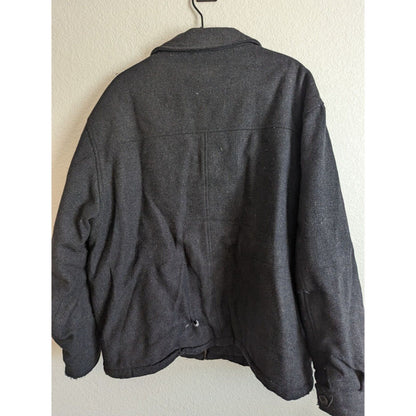 London Fog Mens Sz L Heavy Wool Coat Zip Up dark Gray Utility
