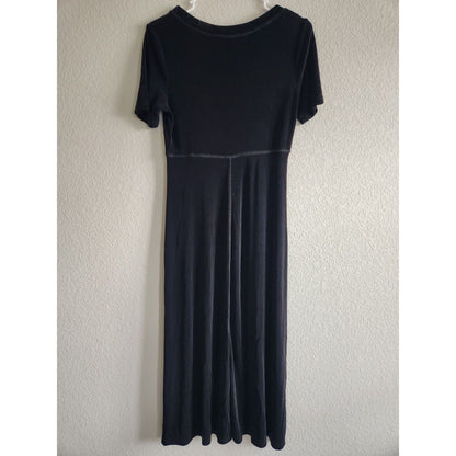 Travelsmith Womens Sz S Short Sleeve Maxi Dress Slinky Black