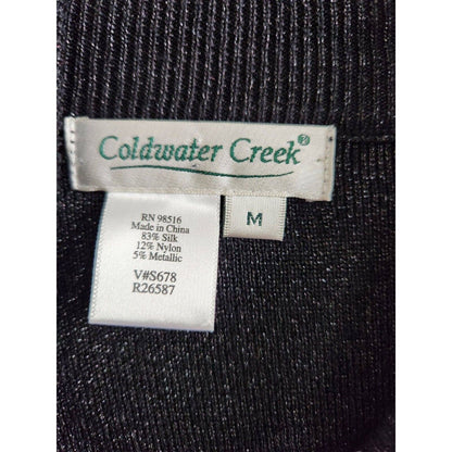 Coldwater Creek Womens Sz M Black Metallic Weave Turtleneck Blouse Sleeveless