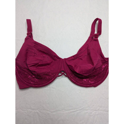 Vintage 1990s Vanity Fair Womens Sz 36DD Dark Pink Unlined Bra Full Coverage