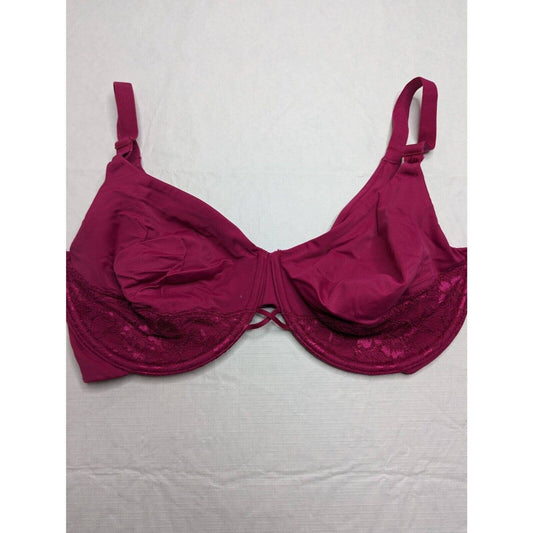 Vintage 1990s Vanity Fair Womens Sz 36DD Dark Pink Unlined Bra Full Coverage