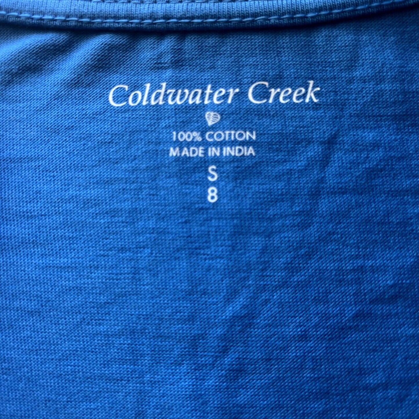 Coldwater Creek Womens Sz S 100% Cotton Tank Top Kelly Blue Solid