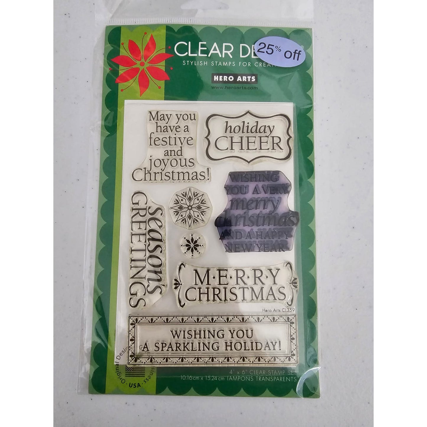 Hero Arts Clear Rubber Stamp Set Merry Christmas Holiday Cheer