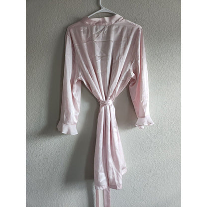 Apt 9 Intimates Womens Sz L Knee Length Satin Bathrobe Robe Light Pink