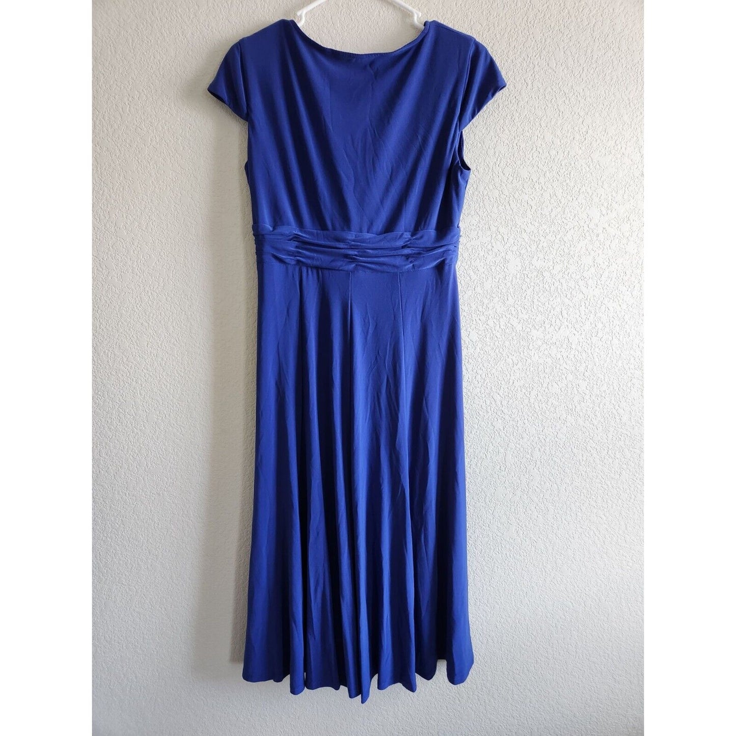 Jones Wear Dress Womens Sz 10 Midi Dress Solid Blue Knotted Front