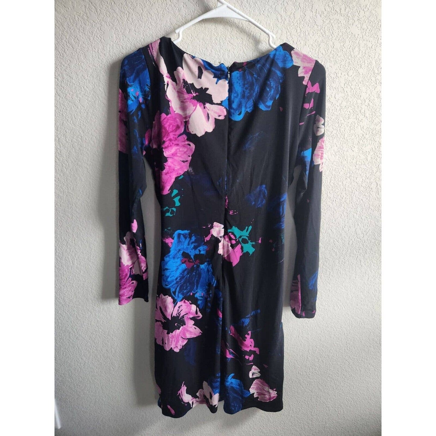 Ann Taylor Womens Sz S Long Sleeve Knee Length Dress Black Bold Floral