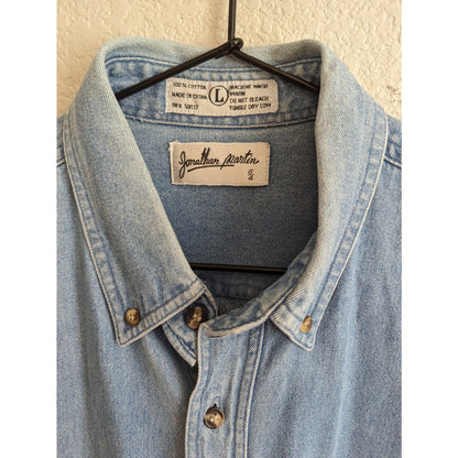 Vintage Jonathan Martin Womens Sz L Long Sleeve Button Down Denim Shirt Blue