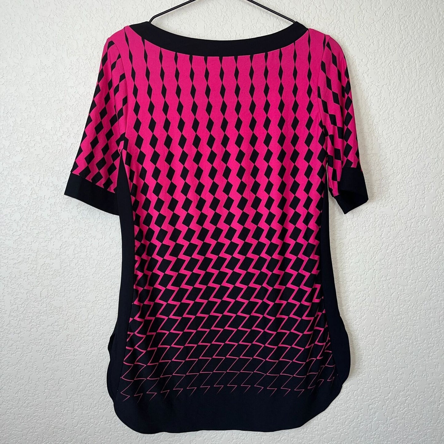 Per Seption Concept Womens Sz S Black and Hot Pink Short Sleeve Blouse