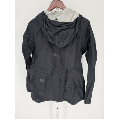 The North Face Womens Sz L Full Zip Nylon Windbreaker Jacket Black Floral