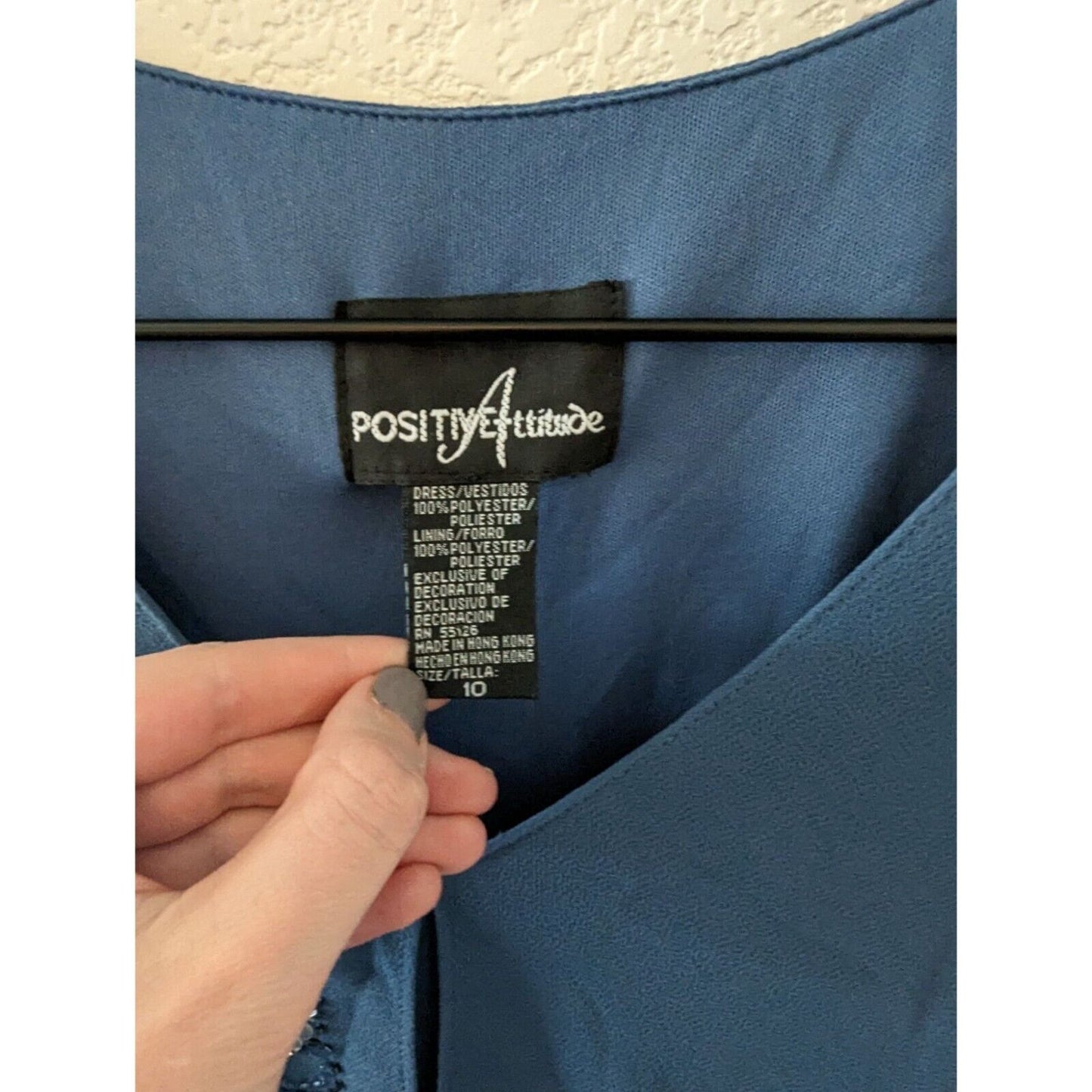 Vintage 1990s Positive Attitude Womens Sz 10 Maxi Dress Beaded Sequin Blue