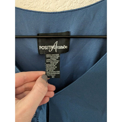 Vintage 1990s Positive Attitude Womens Sz 10 Maxi Dress Beaded Sequin Blue