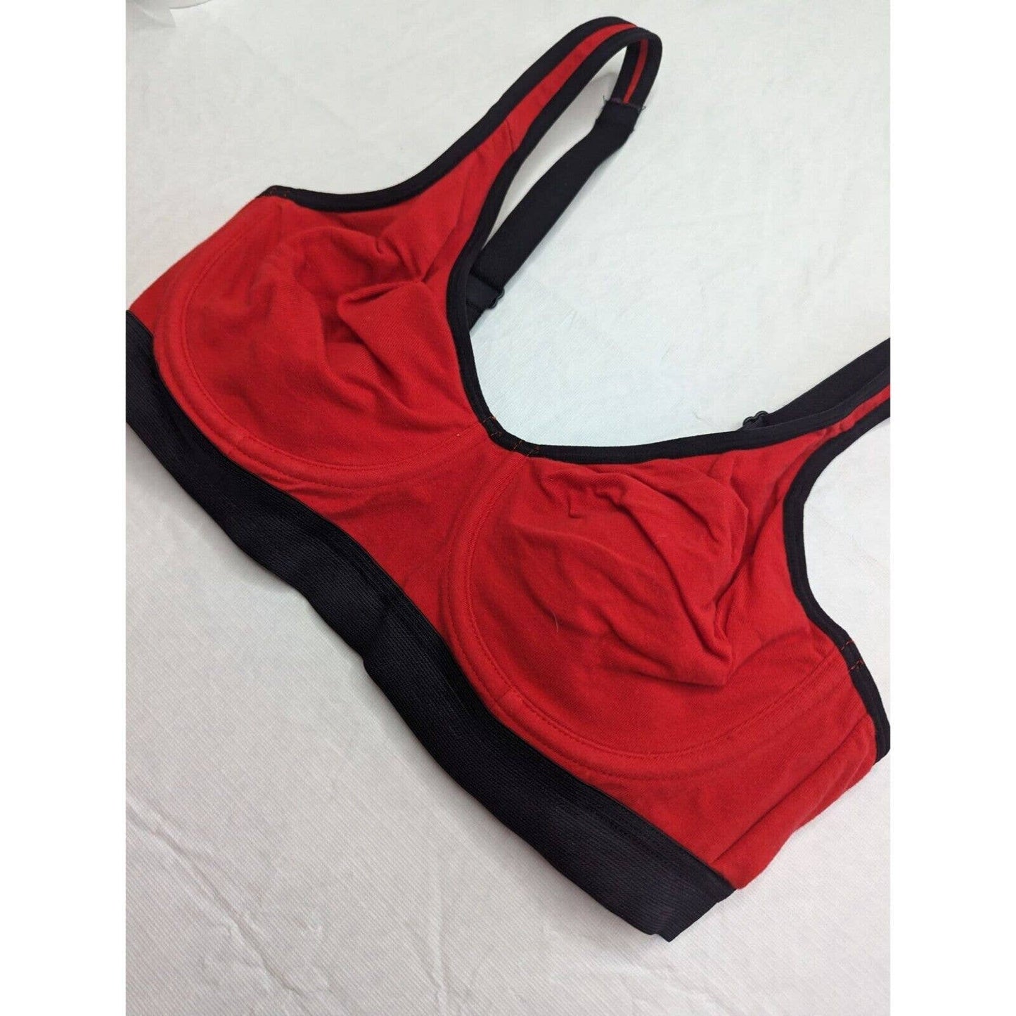 Fruit of the Loom Womens Sz 36C Bright Red Cotton Bra Black Trim