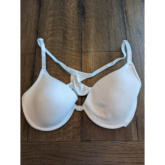 Vintage Y2K Joe Boxer Womens Sz 36C Front Clasp T Shirt Bra White