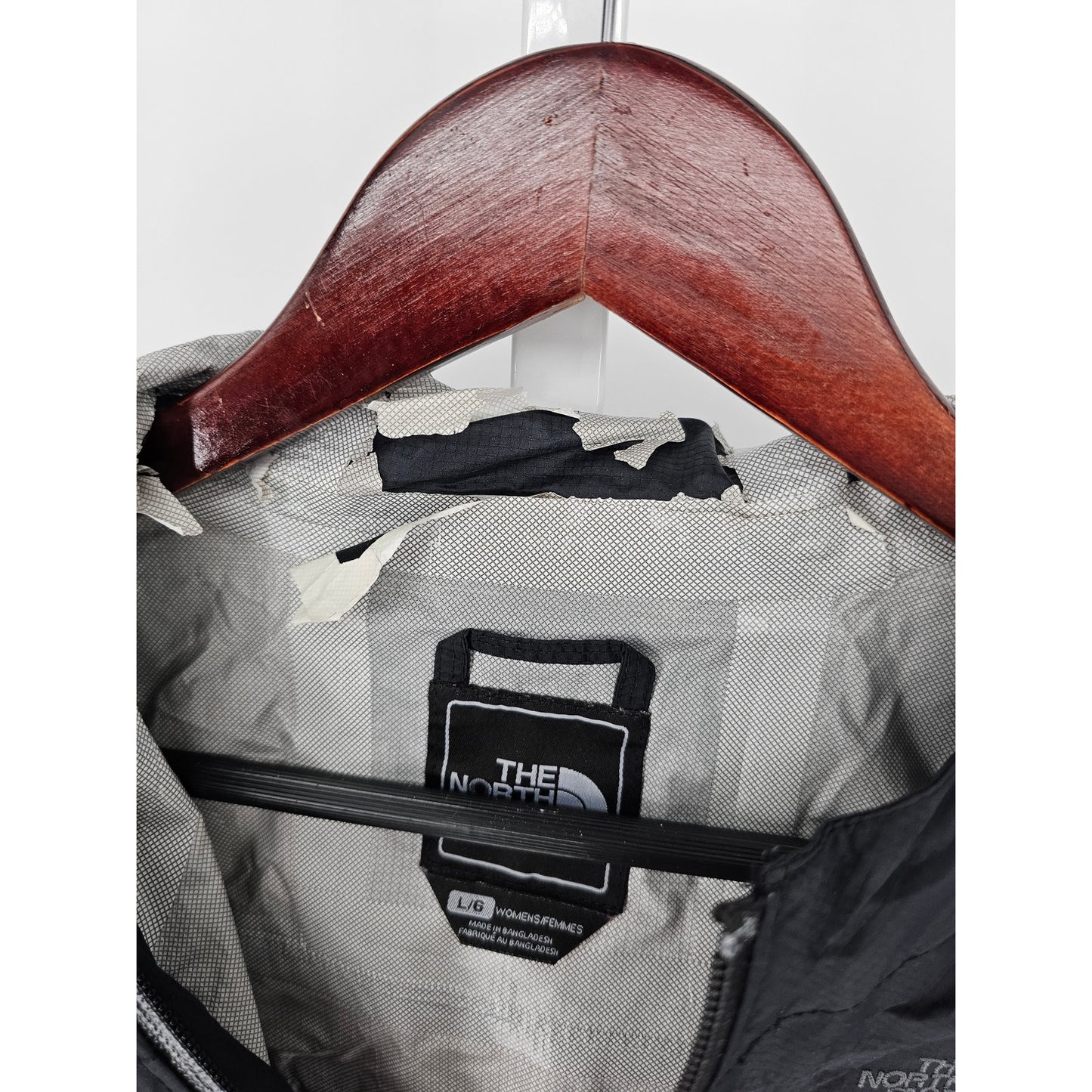 The North Face Womens Sz L Full Zip Nylon Windbreaker Jacket Black Floral