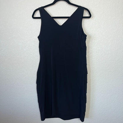Enfocus Studio Womens Sz 12 Black Tiered Dress V Neck Sleeveless