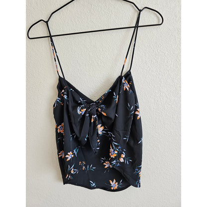 Endless Blu Apricot Lane Womens Sz S Tie Back Crop Top Navy Blue Spaghetti Strap