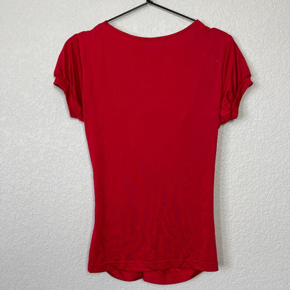 Vintage Y2K Juniors Sz L Susie Rose Red and Gold Blouse V Neck