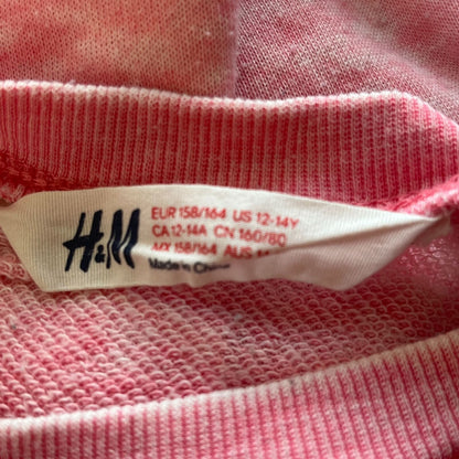 H&M Girls Sz L Crewneck Sweatshirt Pink Burnout