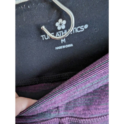 Tuff Athletics Leggings deportivos recortados para mujer Sz M, tinte espacial morado