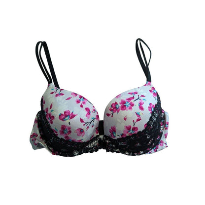 Victorias Secret Womens Sz 34D Very Sexy Push Up Bra Black Pink White Floral