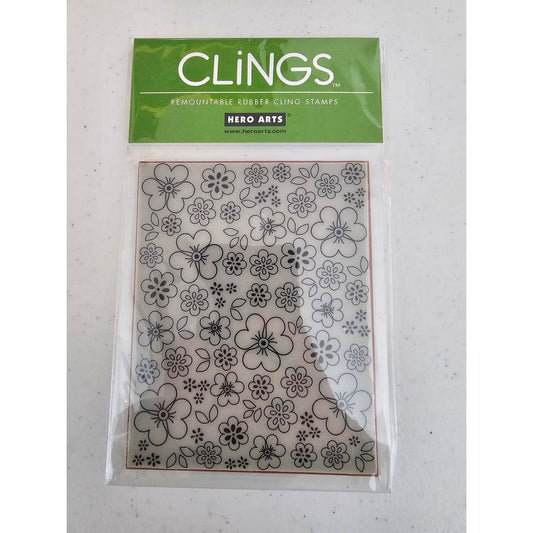 Hero Arts Remountable Rubber Cling Stamp Block Flower Wallpaper