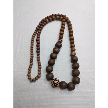 Vintage Single Strand Wooden Round Bead Graduated Necklace