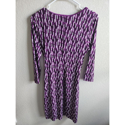 41 Hawthorne Womens Sz M Knee Length Faux Wrap Dress Purple Zipper Side