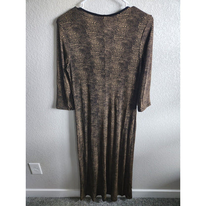 Vintage 1990s es.se Womens Sz M Long Sleeve Slinky Maxi Dress Snakeskin Print