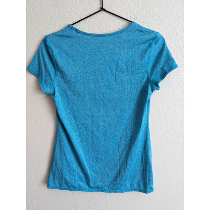 Danskin Now Womens Sz S Short Sleeve V Neck Athletic T Shirt Blue