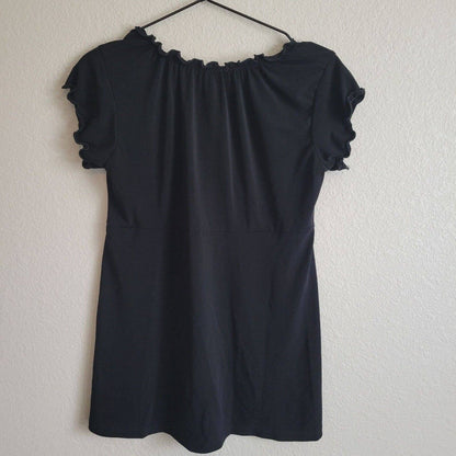 Vintage Olian Womens Sz S Solid Black Short sleeve Blouse